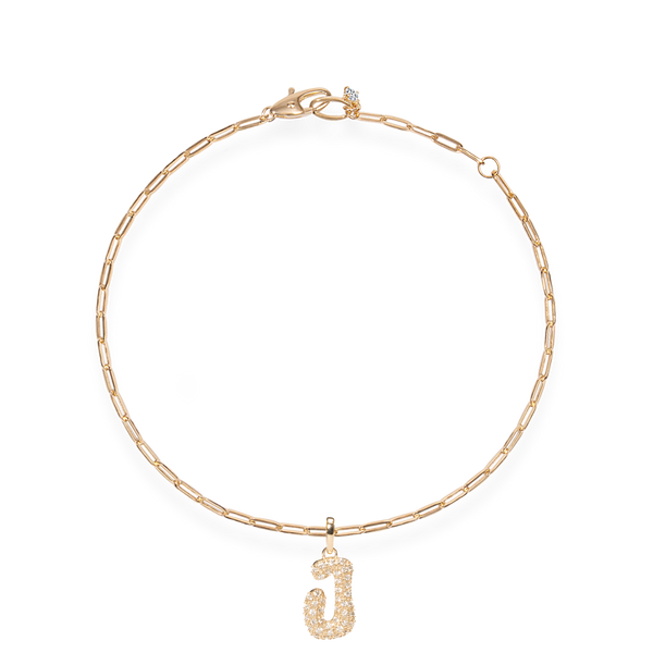 Pave Dome Letter J Bracelet - PRMAL