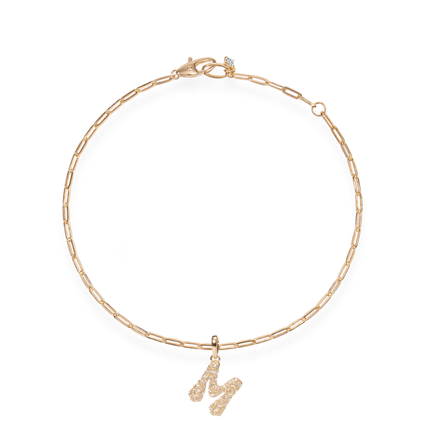 Pave Dome Letter M Bracelet - PRMAL