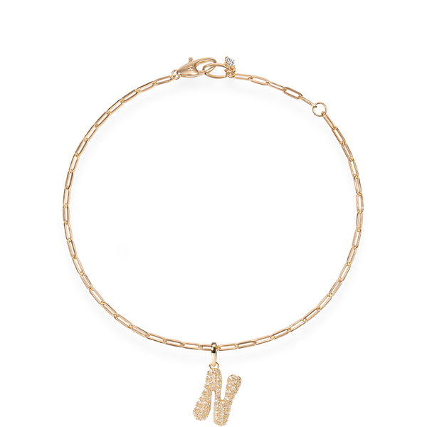 Pave Dome Letter N Bracelet - PRMAL