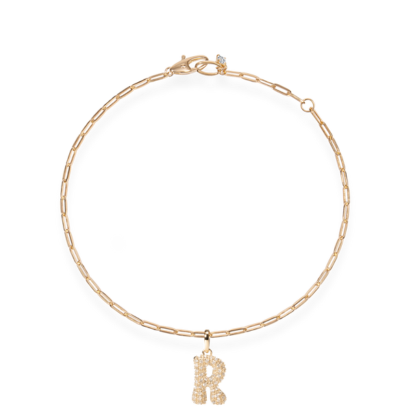 Pave Dome Letter R Bracelet - PRMAL
