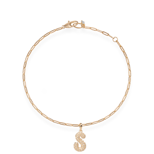 Pave Dome Letter S Bracelet - PRMAL