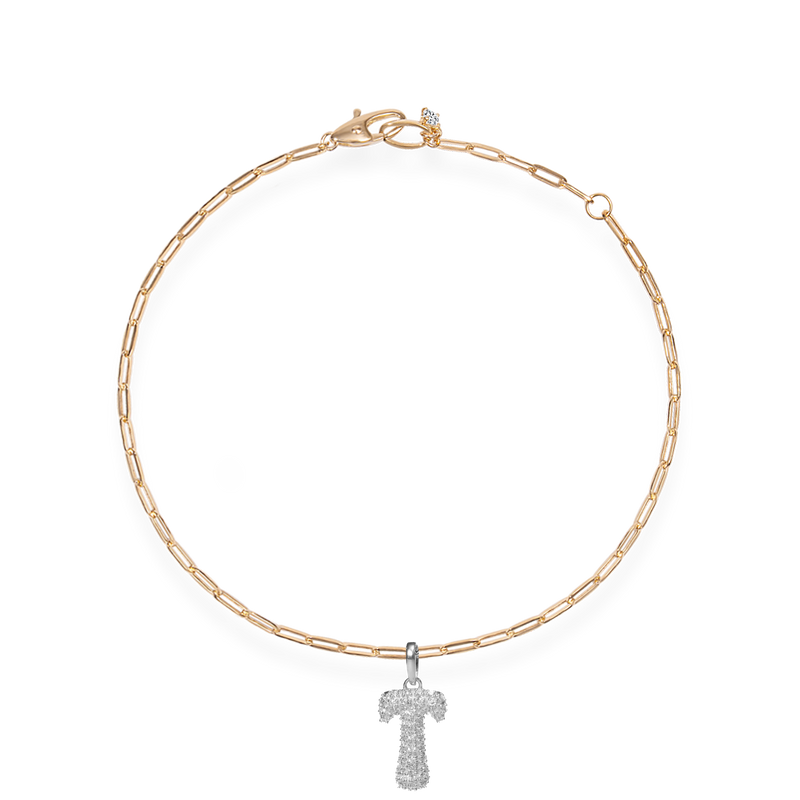 Pave Dome Letter T Bracelet - PRMAL