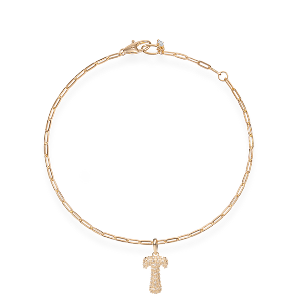 Pave Dome Letter T Bracelet - PRMAL