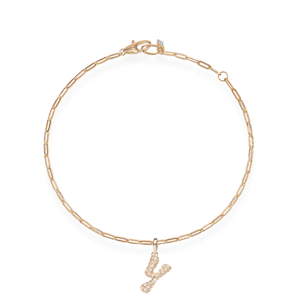 Pave Dome Letter Y Bracelet - PRMAL