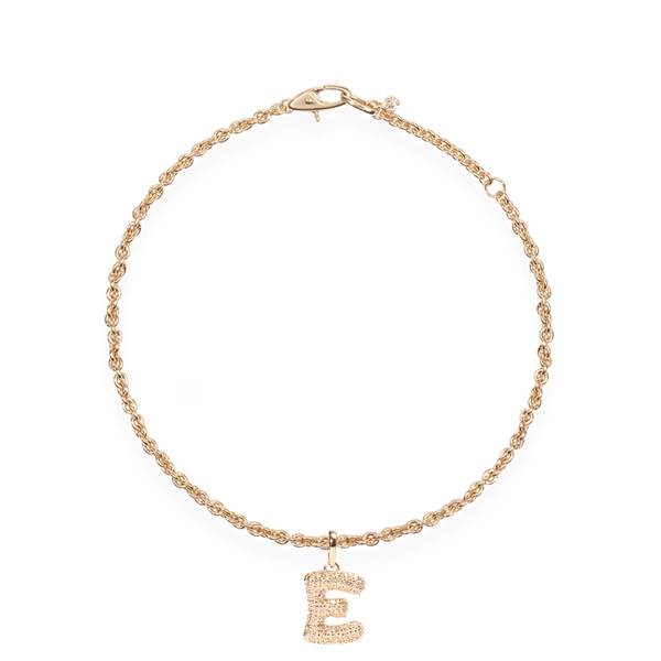 Pave Dome Letter E Bracelet - PRMAL