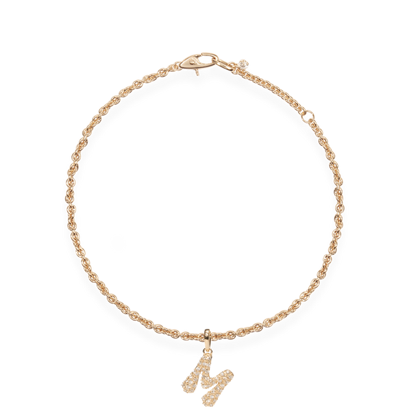 Pave Dome Letter M Bracelet - PRMAL