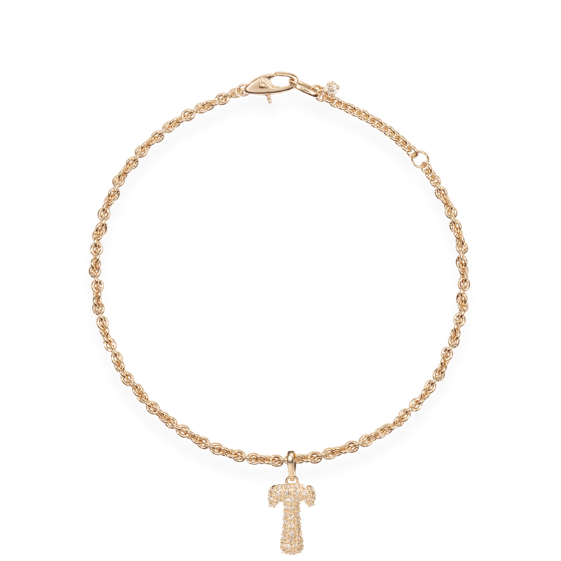 Pave Dome Letter T Bracelet - PRMAL