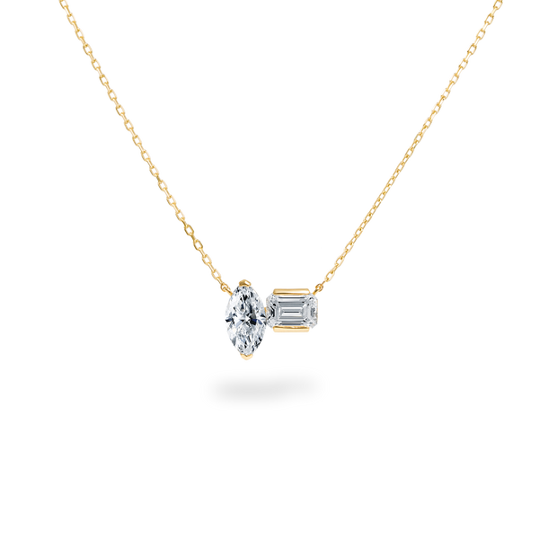 Marquise Emerald Duo Necklace - PRMAL