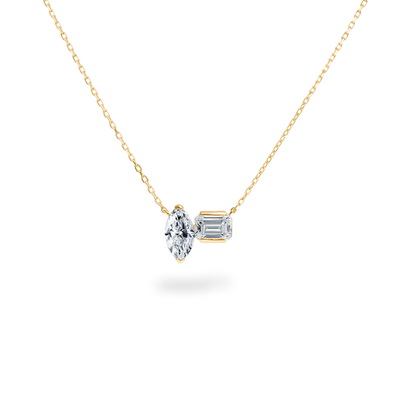 Marquise Emerald Duo Necklace - PRMAL
