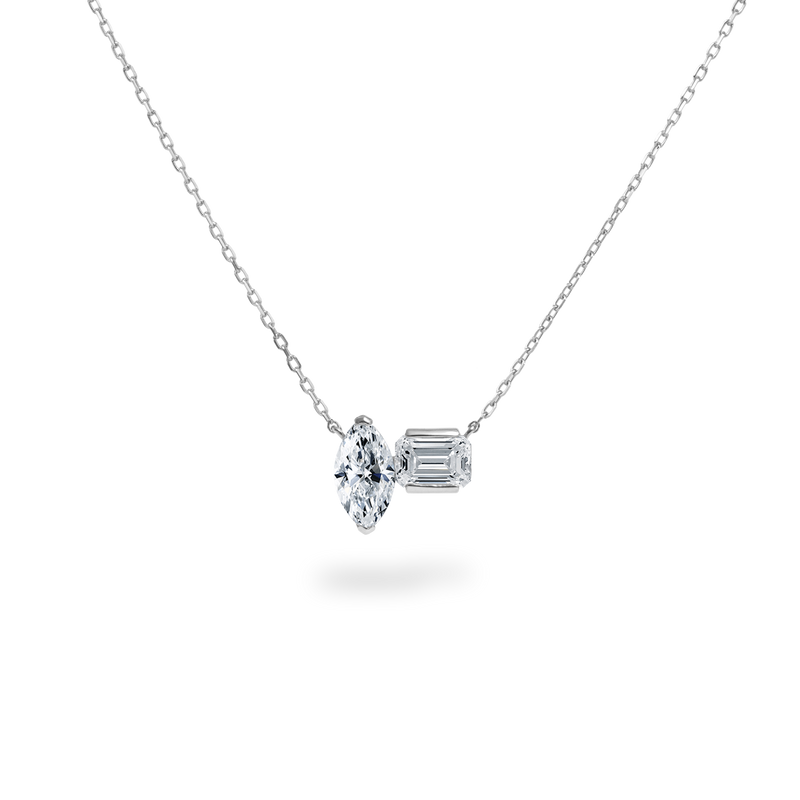 Marquise Emerald Duo Necklace - PRMAL