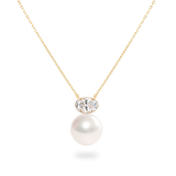 Pearl Oval Diamond Necklace - PRMAL
