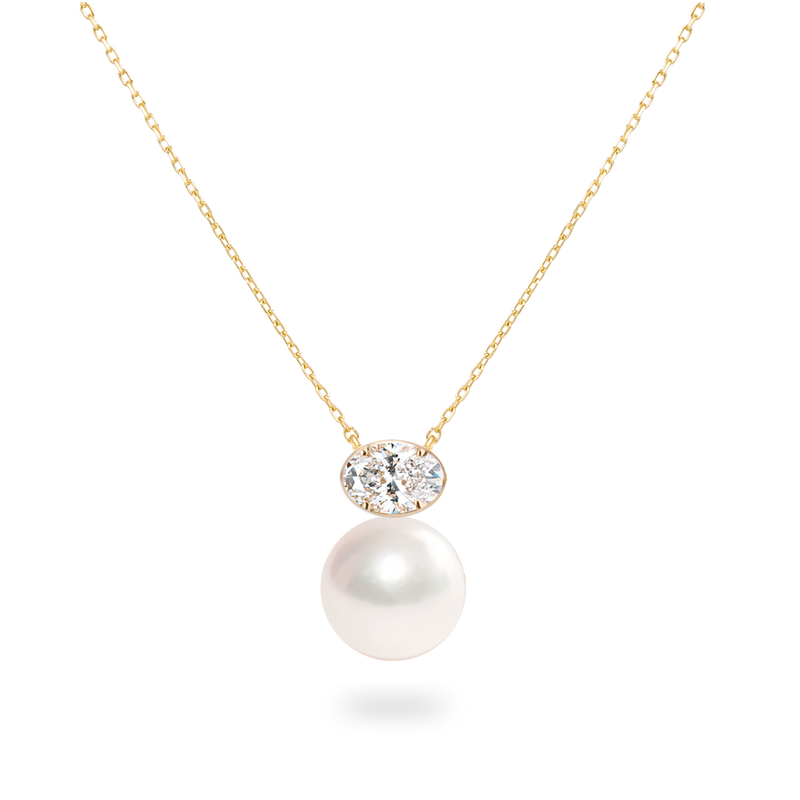 Pearl Oval Diamond Necklace - PRMAL