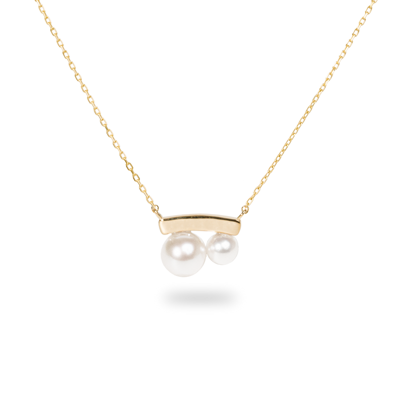 Drop Twin Pearl Necklace