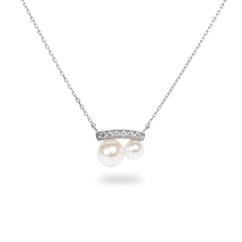 Drop Twin Pearl Necklace