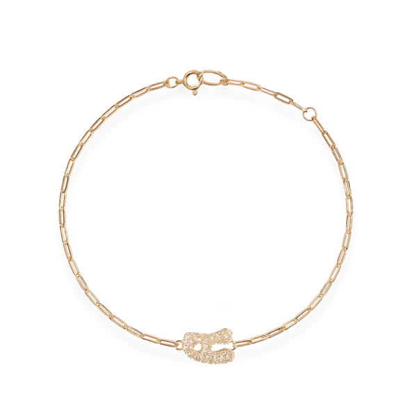 Pave Dome Letter Trace Bracelet - PRMAL