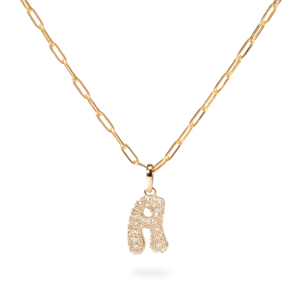 Pave Dome Letter A Necklace - PRMAL