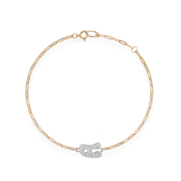 Pave Dome Letter A Trace Bracelet - PRMAL