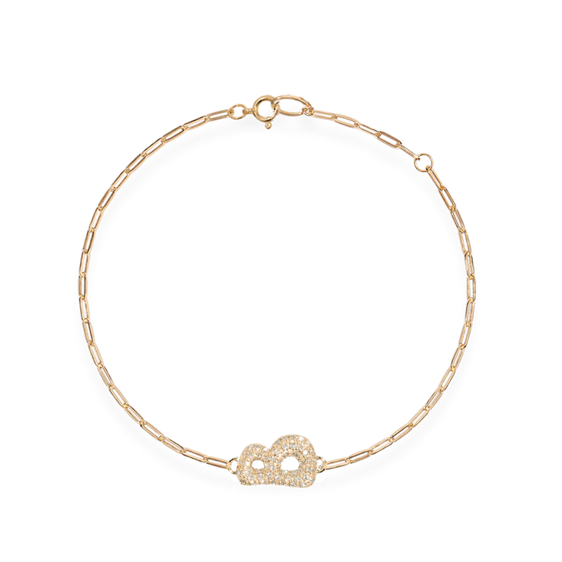 Pave Dome Letter B Trace Bracelet - PRMAL