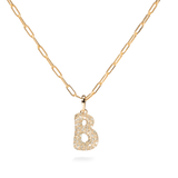 Pave Dome Letter B Necklace - PRMAL