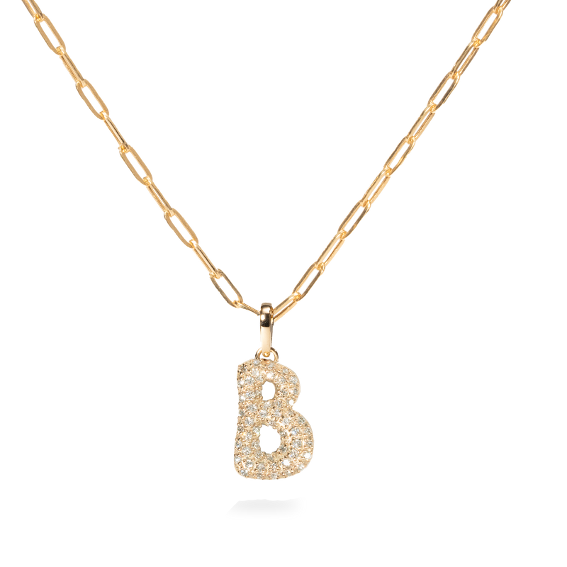 Pave Dome Letter B Necklace - PRMAL