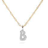 Pave Dome Letter B Necklace - PRMAL