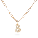 Pave Dome Letter B Necklace - PRMAL