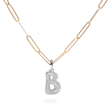 Pave Dome Letter B Necklace - PRMAL