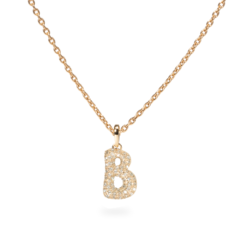 Pave Dome Letter B Necklace - PRMAL
