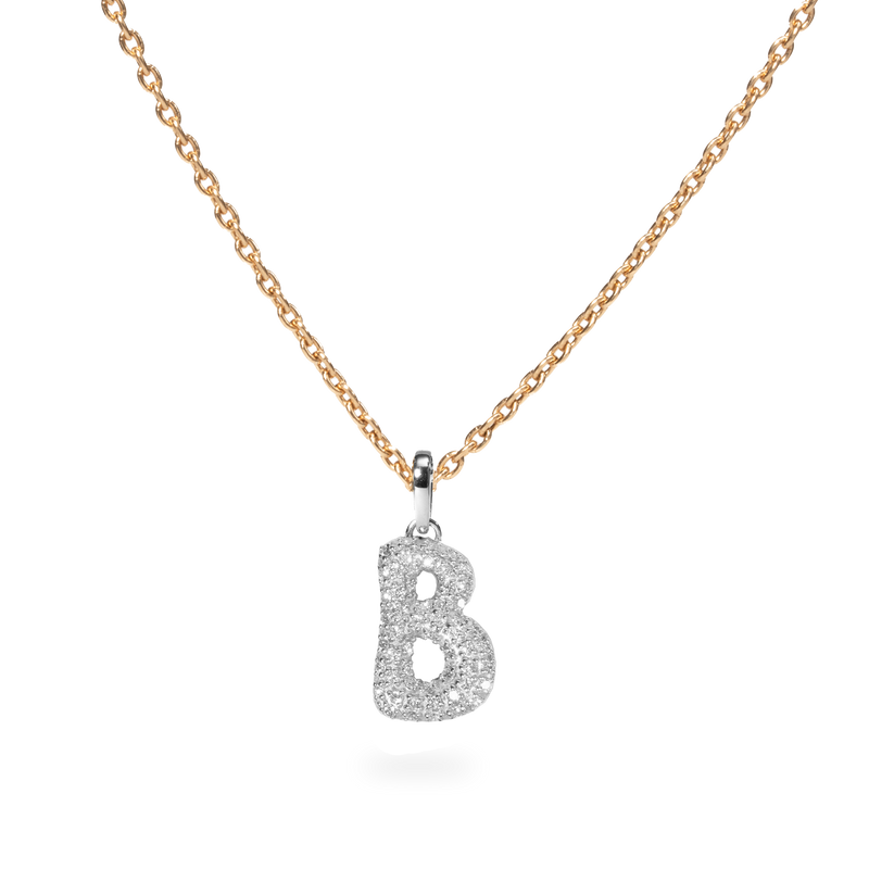 Pave Dome Letter B Necklace - PRMAL