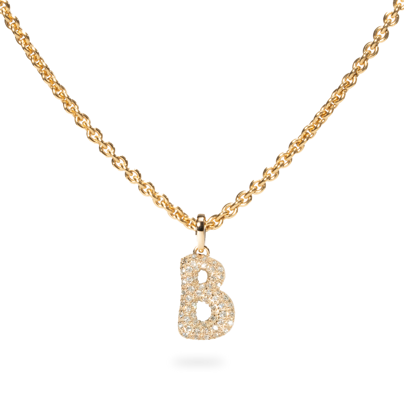 Pave Dome Letter B Necklace - PRMAL