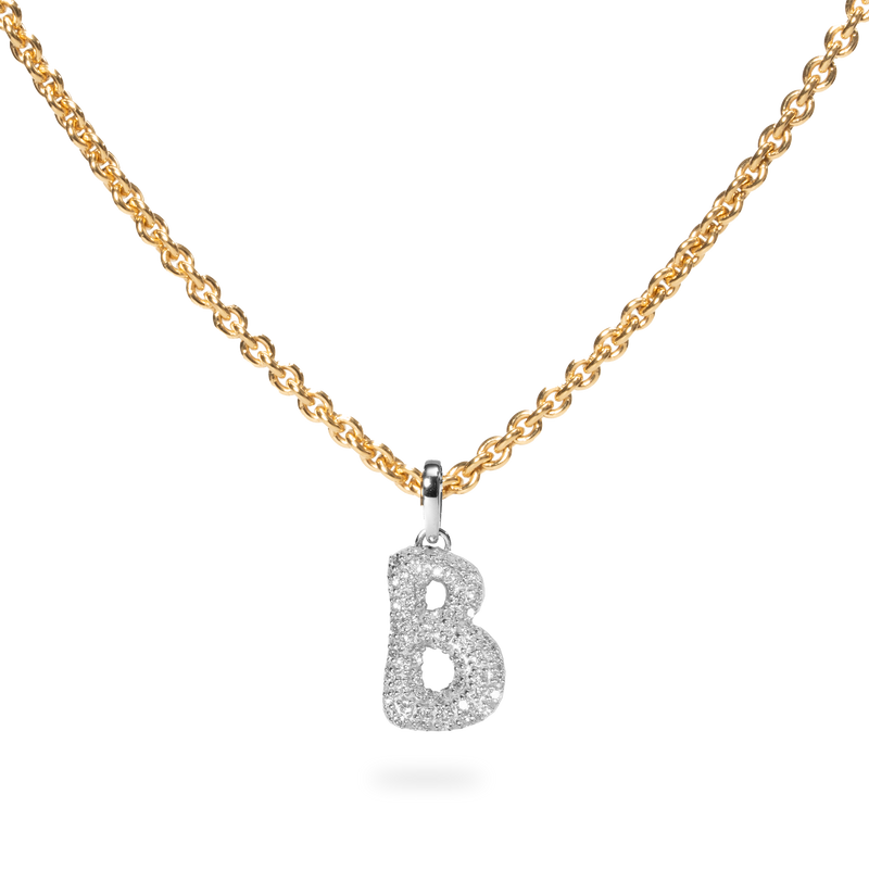Pave Dome Letter B Necklace - PRMAL