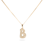 Pave Dome Letter B Necklace - PRMAL