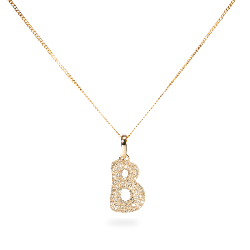 Pave Dome Letter B Necklace - PRMAL