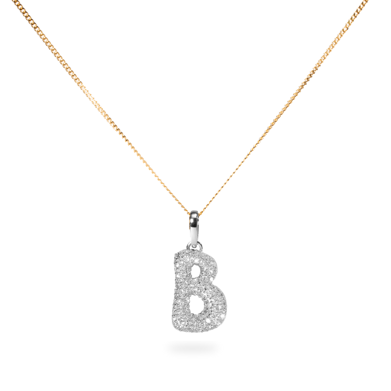 Pave Dome Letter B Necklace - PRMAL