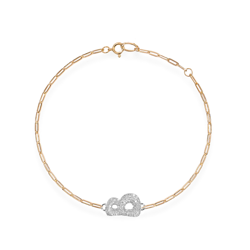 Pave Dome Letter B Trace Bracelet - PRMAL