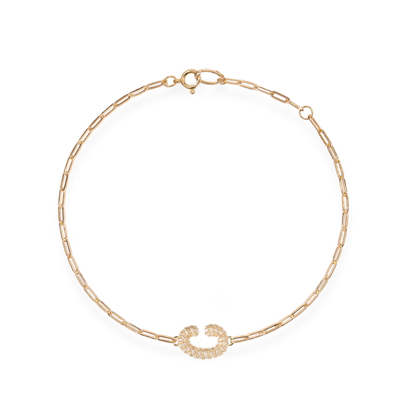 Pave Dome Letter C Trace Bracelet - PRMAL
