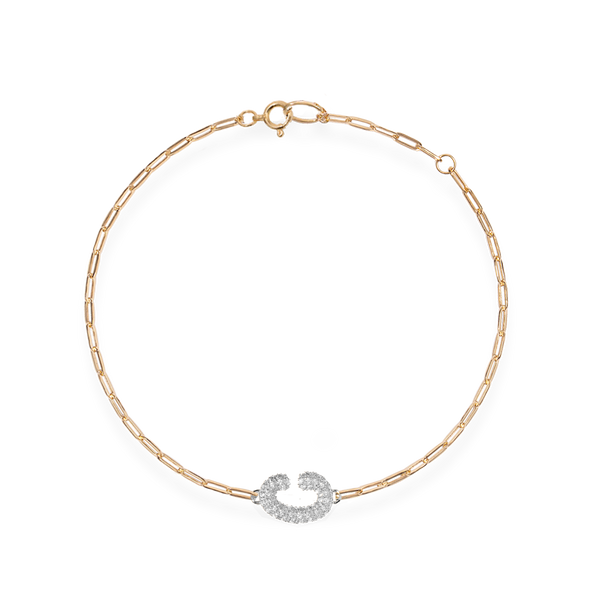 Pave Dome Letter C Trace Bracelet - PRMAL