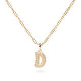 Pave Dome Letter D Necklace - PRMAL
