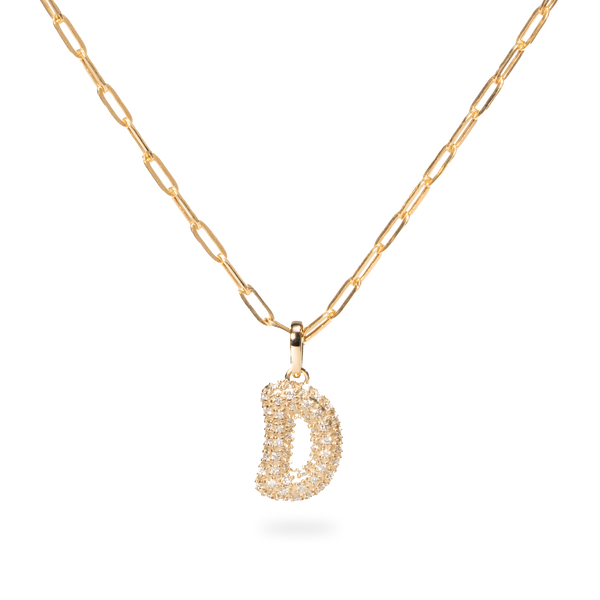 Pave Dome Letter D Necklace - PRMAL