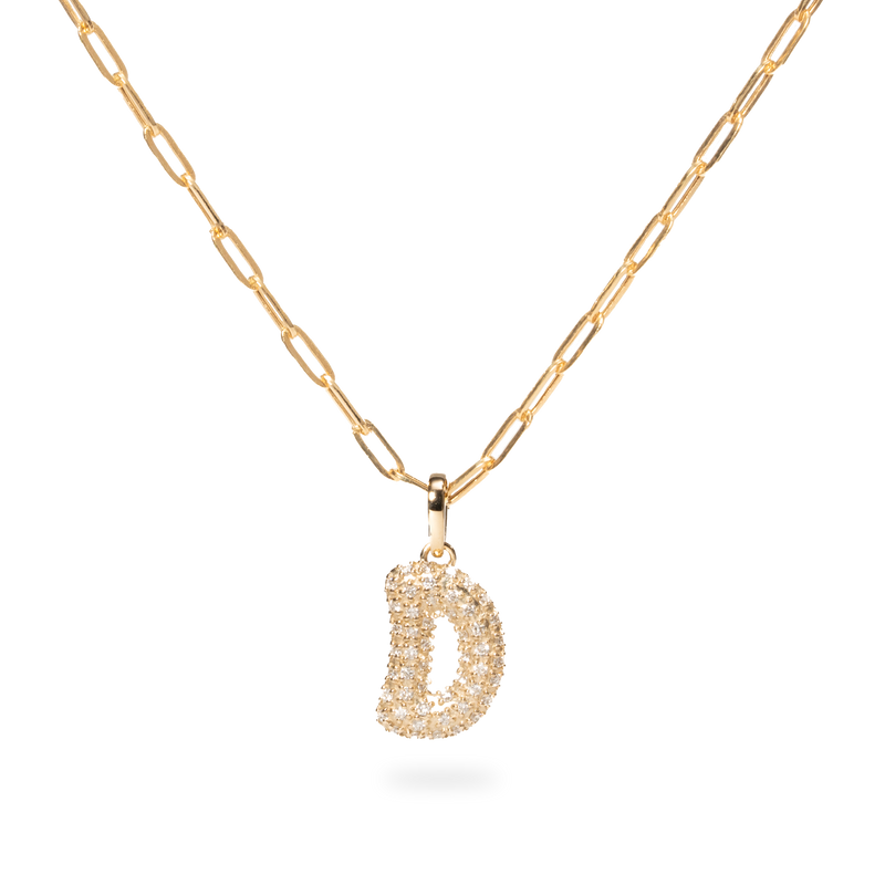 Pave Dome Letter D Necklace - PRMAL