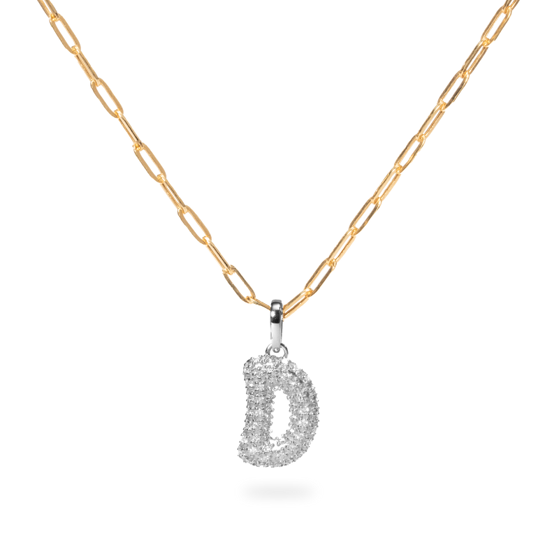 Pave Dome Letter D Necklace - PRMAL