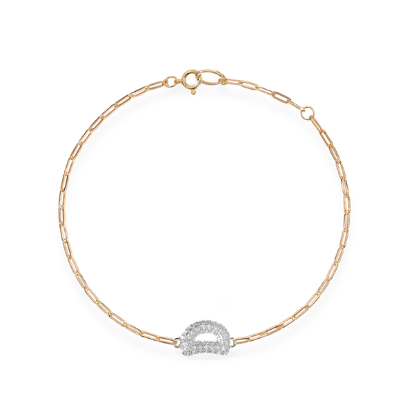 Pave Dome Letter D Trace Bracelet - PRMAL