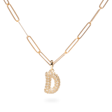 Pave Dome Letter D Necklace - PRMAL