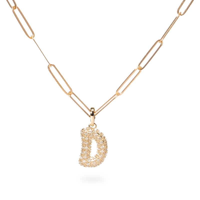 Pave Dome Letter D Necklace - PRMAL
