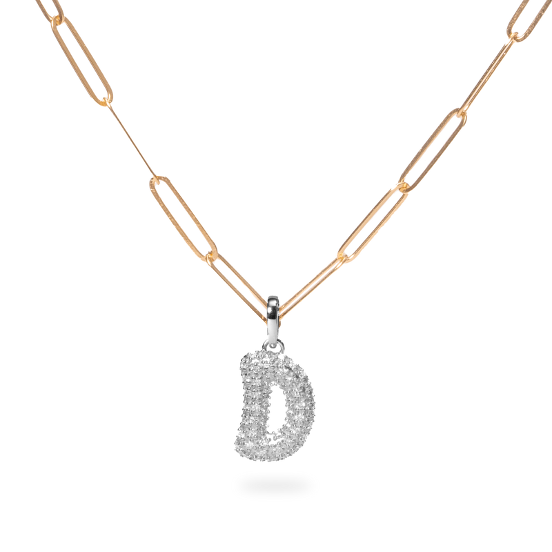 Pave Dome Letter D Necklace - PRMAL