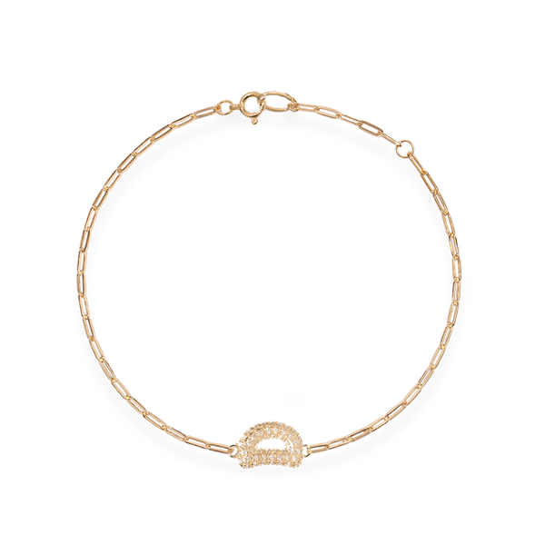 Pave Dome Letter D Trace Bracelet - PRMAL