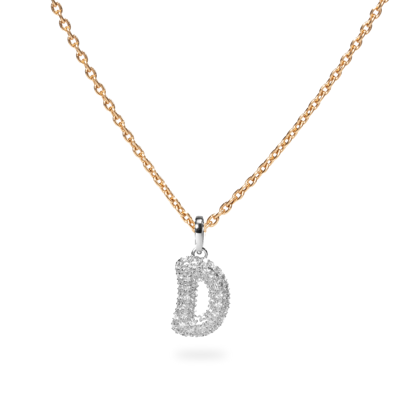 Pave Dome Letter D Necklace - PRMAL