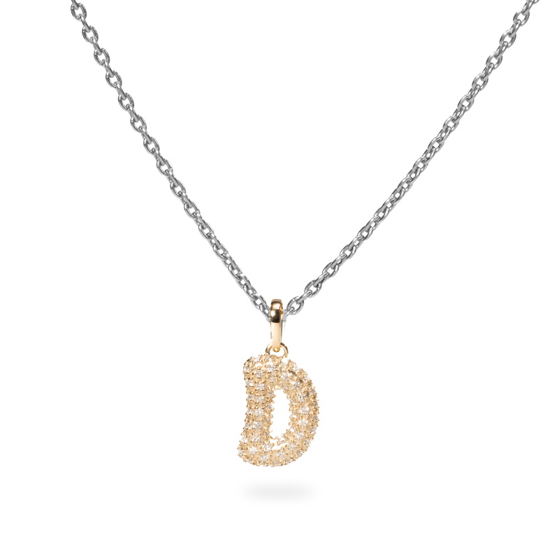 Pave Dome Letter D Necklace