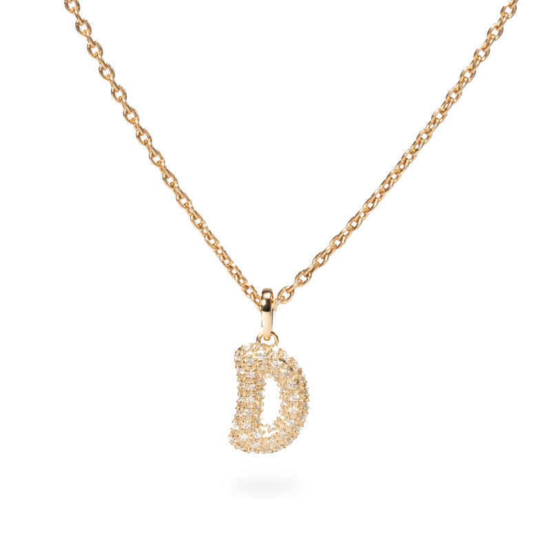 Pave Dome Letter D Necklace - PRMAL