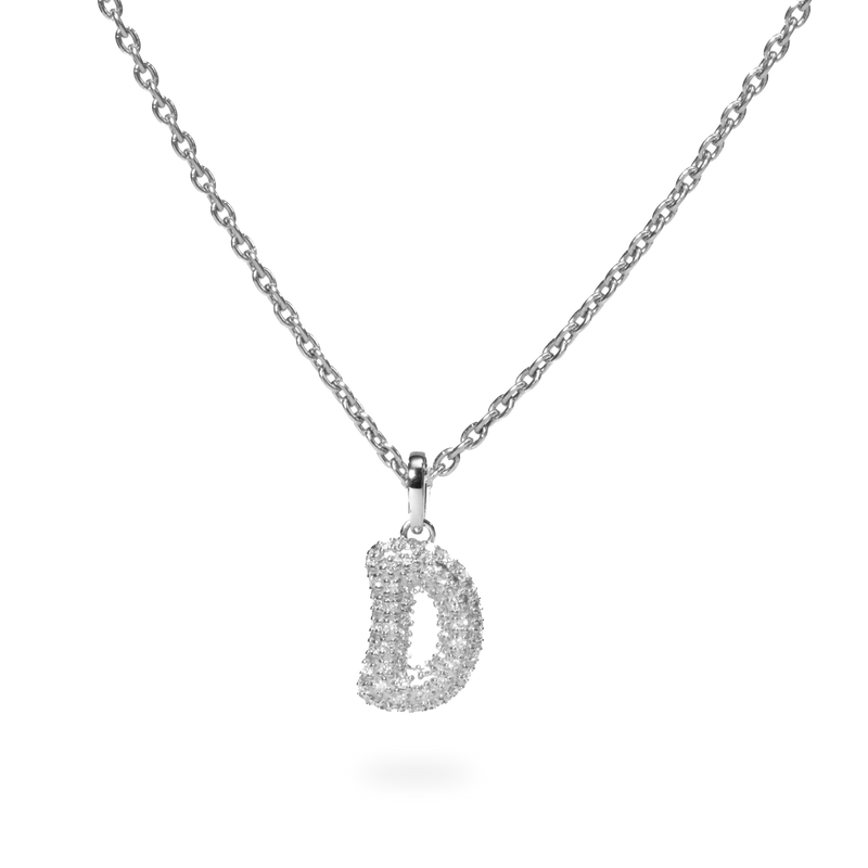 Pave Dome Letter D Necklace - PRMAL